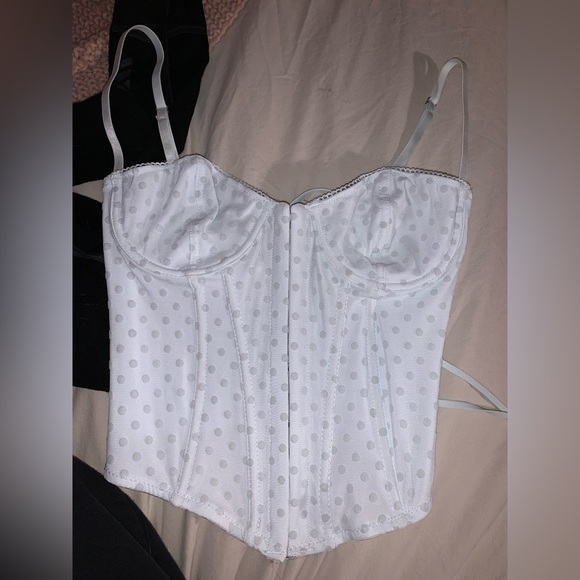 Urban Outfitters Out From Under Lucy Flocked Dots corset in baby blue - Picture 2 of 3
